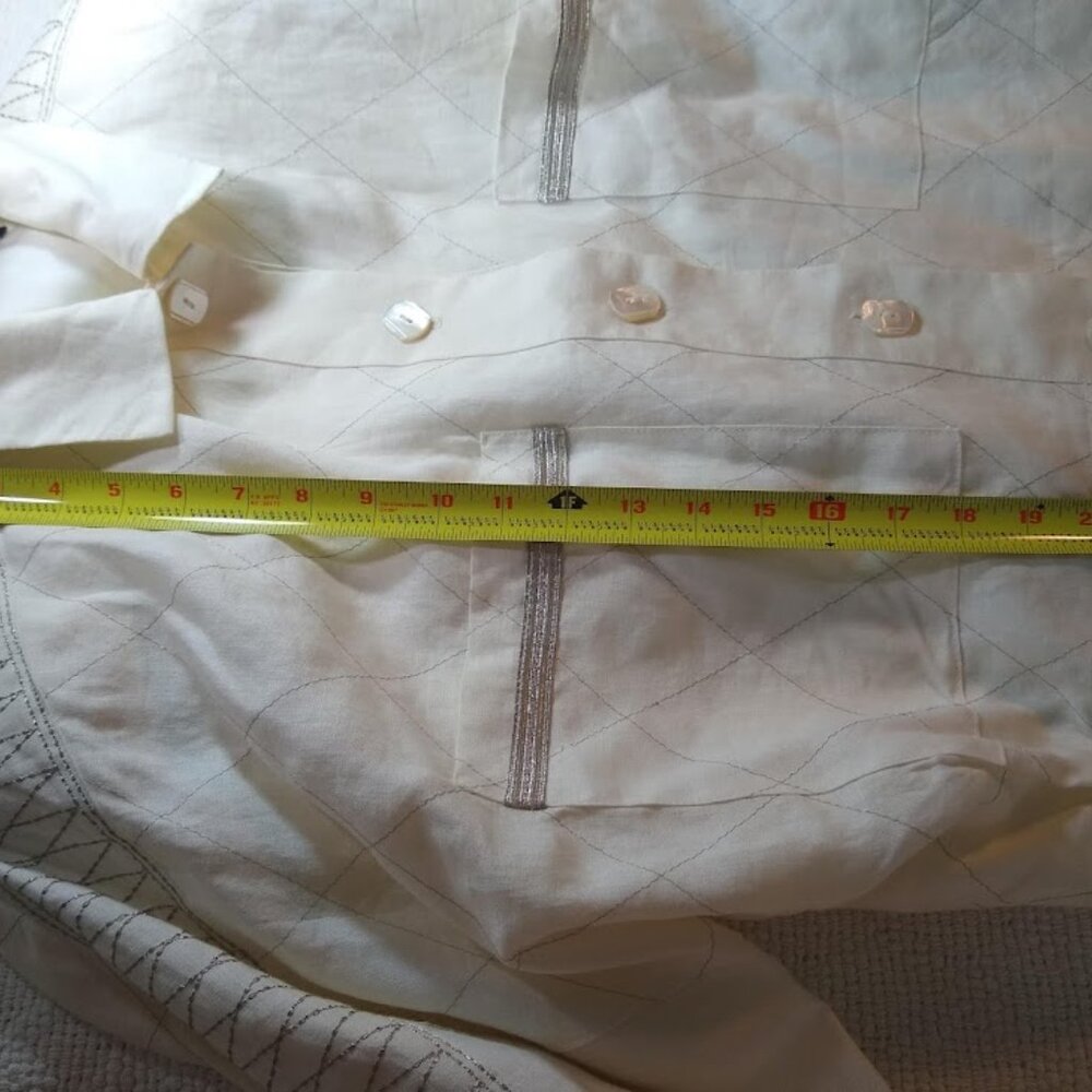 Vintage 80's Ellen Tracy size 12 ivory/cream linen suit jacket - Picture 11 of 16
